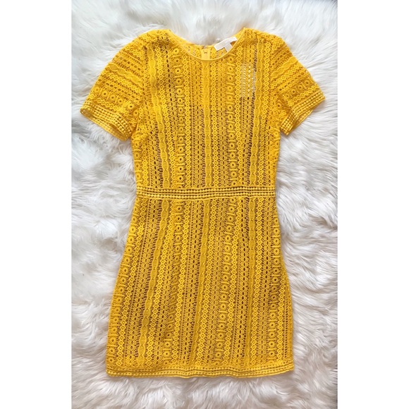 MICHAEL Michael Kors Dresses & Skirts - Michael Kors | NWT Yellow Crochet Lace Mini Dress